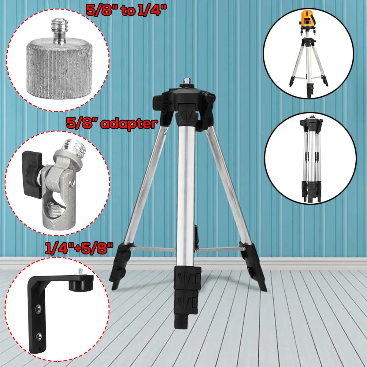 Adjustable Camera Tripod Stand Holder for Laser Level Measurement Tool L Type Magnet Bracket +5/8'' to 1/4" +5/8" Adapter
Adjustable Camera Tripod Stand Holder for Laser Level Measurement Tool L Type Magnet Bracket +5/8'' to 1/4" +5/8" Adapter