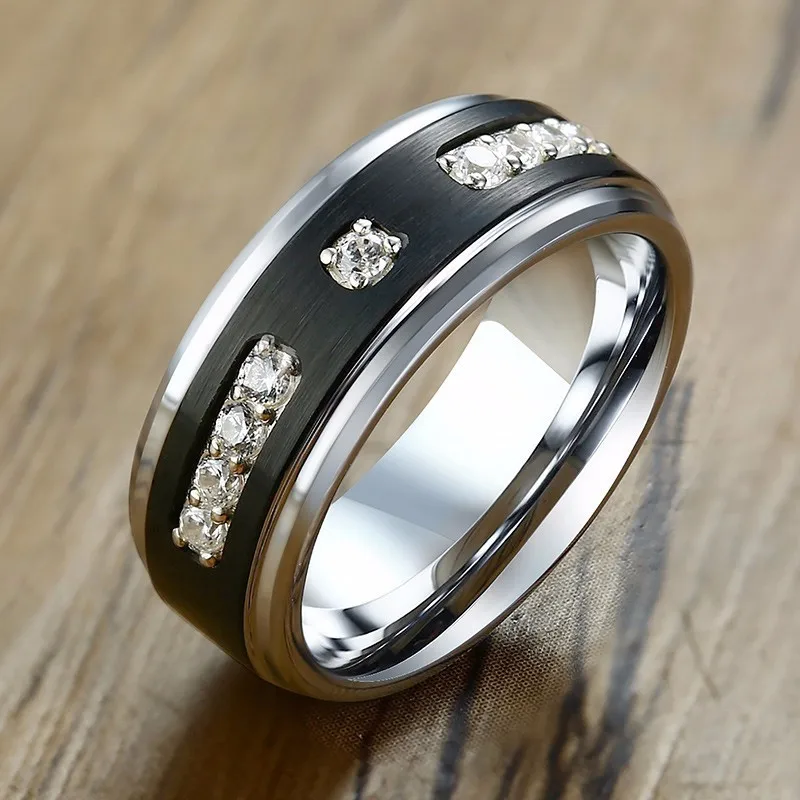 Gents Tungsten Wedding Ring with CZ Band for Men 8mm Two Tone Tungsten Carbide Eternity Rings Engagement Promise for Him
Gents Tungsten Wedding Ring with CZ Band for Men 8mm Two Tone Tungsten Carbide Eternity Rings Engagement Promise for Him