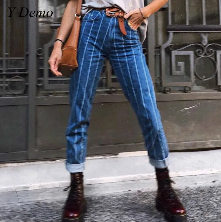 Casual Streetwear Women Striped Pencil Pants Soft Elastic Female High Waist Jeans
Casual Streetwear Women Striped Pencil Pants Soft Elastic Female High Waist Jeans