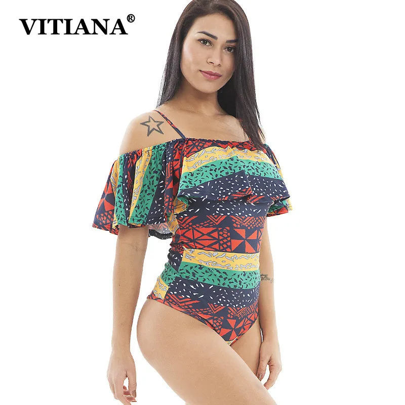 VITIANA Women Summer Beach Bodysuit 2019 Female Print Ruffles Vintage Backless Bodysuits Ladies Off Shoulder Sexy Swimsuit
VITIANA Women Summer Beach Bodysuit 2019 Female Print Ruffles Vintage Backless Bodysuits Ladies Off Shoulder Sexy Swimsuit