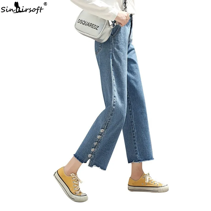 Summer Denim Loose Wide Leg Pants Women High Waist Elegant Streetwear Ankle-length Trousers Button Fly Opening Leg 2019 Fashion
Summer Denim Loose Wide Leg Pants Women High Waist Elegant Streetwear Ankle-length Trousers Button Fly Opening Leg 2019 Fashion