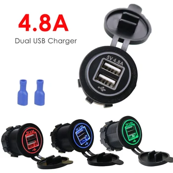 4.8A Dual USB Port Charger Waterproof Cigarette Lighter Socket Splitter for 12-24V Vehicles Boat Marine
4.8A Dual USB Port Charger Waterproof Cigarette Lighter Socket Splitter for 12-24V Vehicles Boat Marine