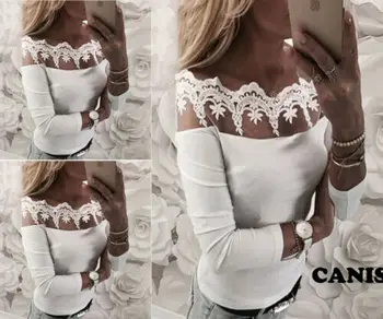 2019 New Fashion Women Off Shoulder Lace Slash Neck T Shirt Top Casual loose Long Sleeve Off shoulder Tops Lace T-shirt
2019 New Fashion Women Off Shoulder Lace Slash Neck T Shirt Top Casual loose Long Sleeve Off shoulder Tops Lace T-shirt