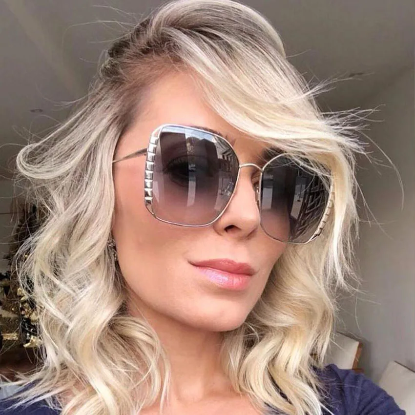 Luxury Brand Designer Square Oversized Sunglasses Women Gradient Metal edging Sun Glasses Big Frame Vintage Eyewear UV400 Gafas
Luxury Brand Designer Square Oversized Sunglasses Women Gradient Metal edging Sun Glasses Big Frame Vintage Eyewear UV400 Gafas