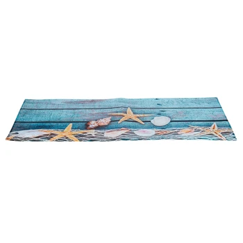 

Retro Blue Wood Flooring Fishing Net Conch Shells Starfish Nautical Non-Slip Decorative Bath Mats Rugs For Bathroom Shower Acc