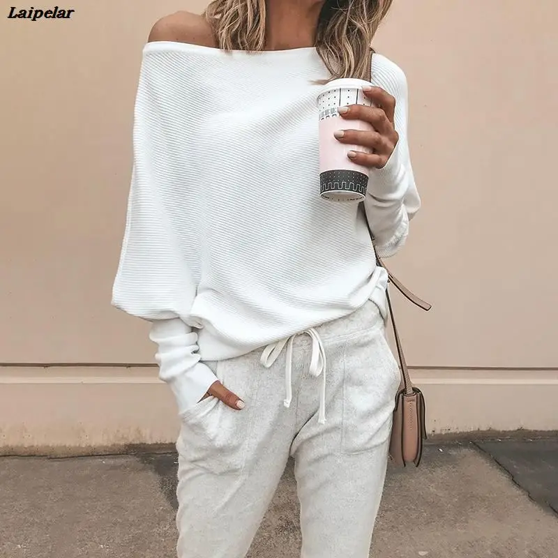 2018 Autumn Women Cold Shoulder Office Long Sleeve Sweatshirts Solid Knitted Batwing Sleeve Casual Top Laipelar
2018 Autumn Women Cold Shoulder Office Long Sleeve Sweatshirts Solid Knitted Batwing Sleeve Casual Top Laipelar