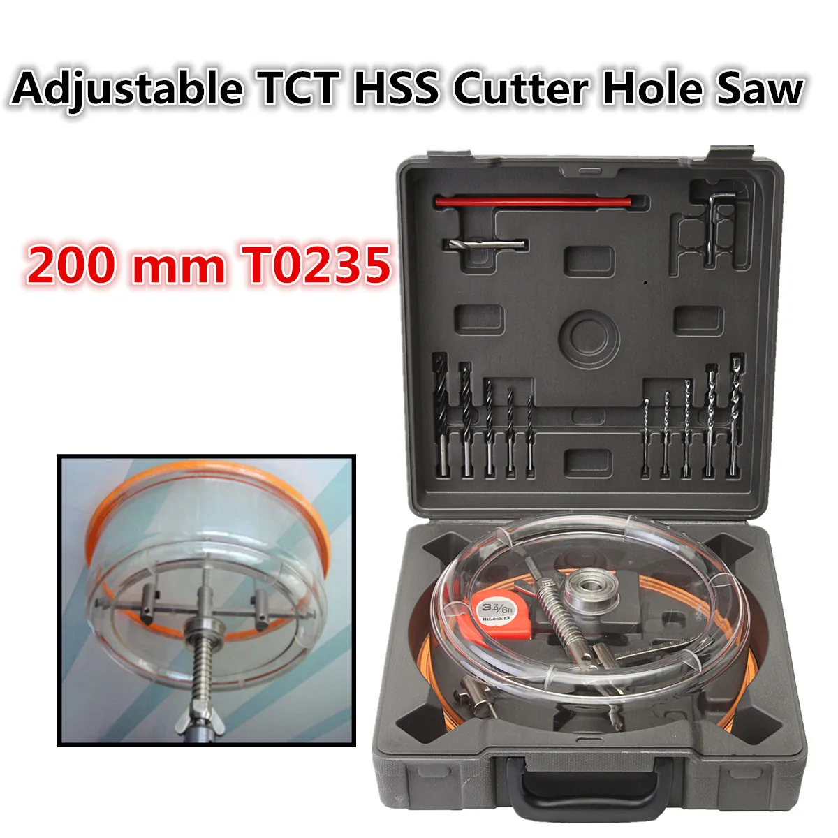 Ceiling Woodworking Drill Bit Adjustable Downlight Holesaw Ceiling Wall TCT HSS Cutter Hole Saw 200 mm T0235 With Dust Cover
Ceiling Woodworking Drill Bit Adjustable Downlight Holesaw Ceiling Wall TCT HSS Cutter Hole Saw 200 mm T0235 With Dust Cover