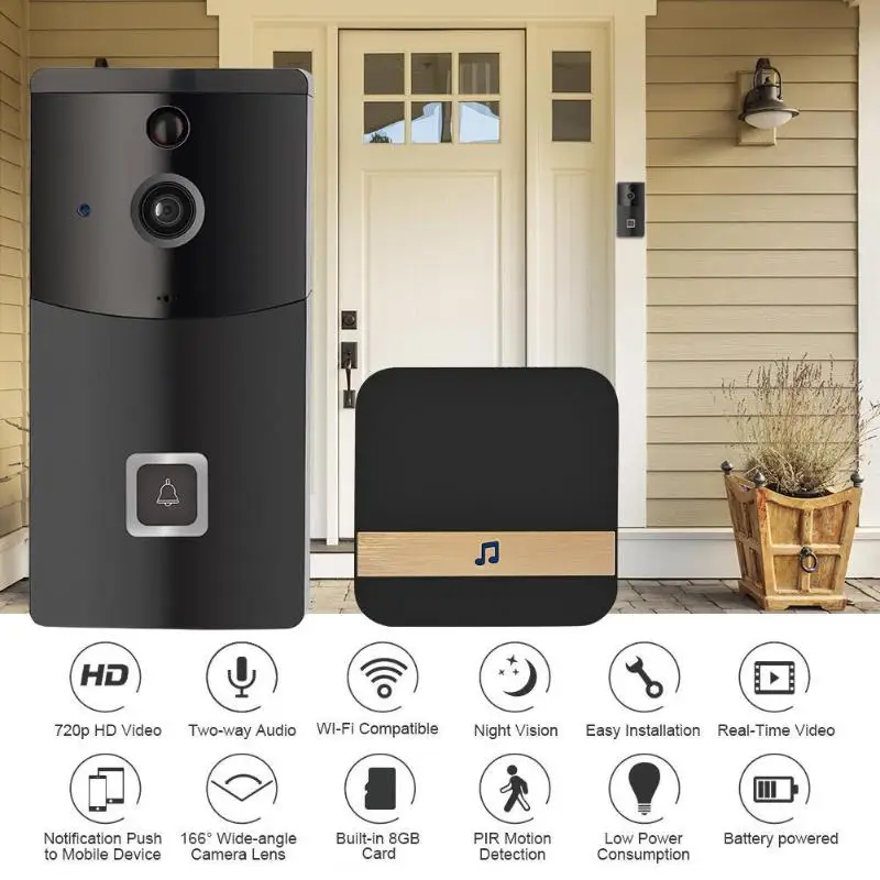B10 Smart Wireless WiFi Intercom Video Visual Doorbell Two Way Audio PIR Motion Sensor Infrared Home Security Doorphone
B10 Smart Wireless WiFi Intercom Video Visual Doorbell Two Way Audio PIR Motion Sensor Infrared Home Security Doorphone