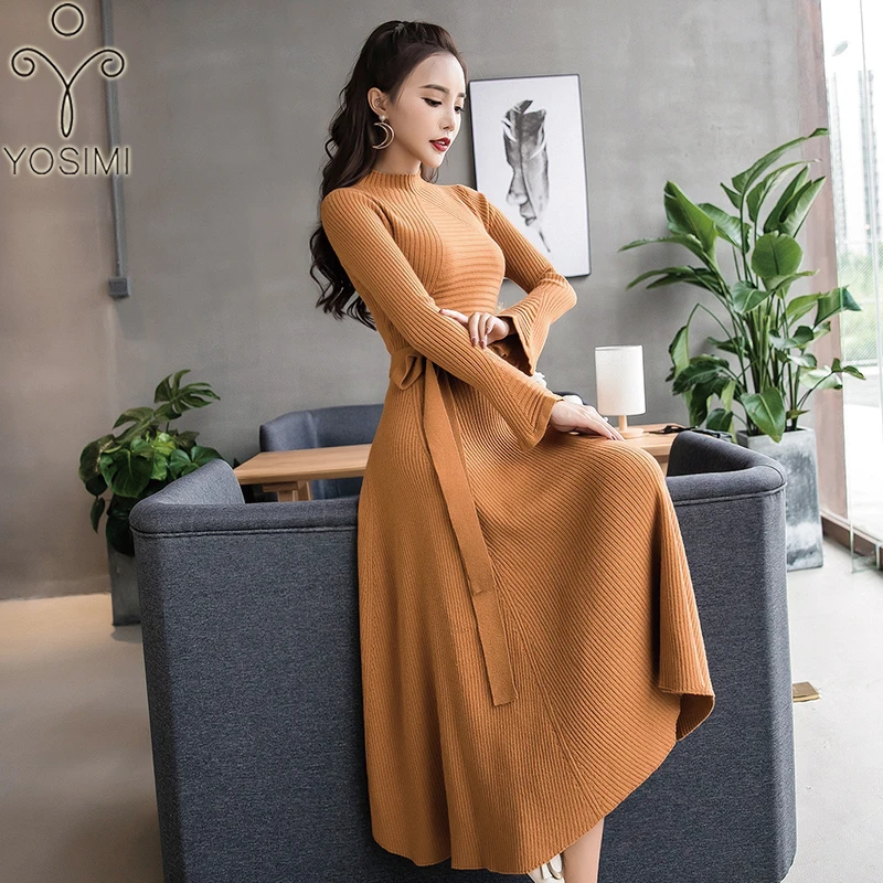 YOSIMI 2018 Autumn Winter Maxi Long Women Dress Stand-neck Elasticity Sweater Dress Female Vestidos Full Sleeve Ankle-Length
YOSIMI 2018 Autumn Winter Maxi Long Women Dress Stand-neck Elasticity Sweater Dress Female Vestidos Full Sleeve Ankle-Length