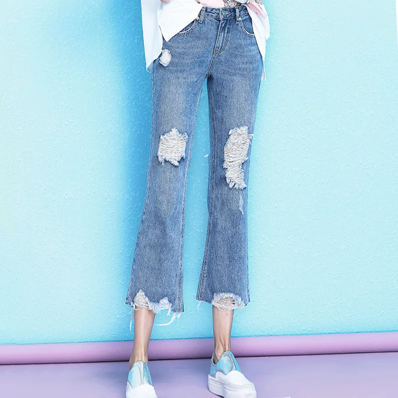 Personality retro holes burr jeans female 2019 summer new arrival high waist stovepipe calf-length jeans women NW19B6143
Personality retro holes burr jeans female 2019 summer new arrival high waist stovepipe calf-length jeans women NW19B6143