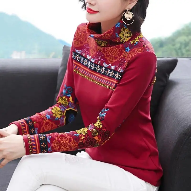Women Tshirt Printing National Style FashionTurtleneck Long Sleeve Soft Loose Casual T Shirt 2019 Spring New Female Clothes Tops
Women Tshirt Printing National Style FashionTurtleneck Long Sleeve Soft Loose Casual T Shirt 2019 Spring New Female Clothes Tops