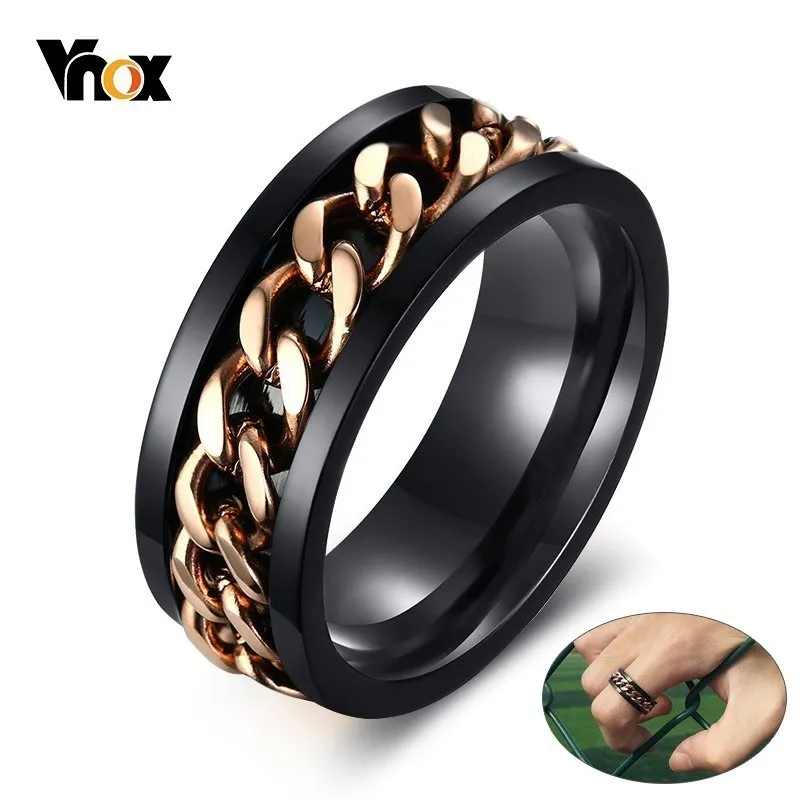 Vnox Stylish Mens 8mm Wedding Bands Ring with Spinner Link Chain Stainless Steel anel masculino erkek Gifts
Vnox Stylish Mens 8mm Wedding Bands Ring with Spinner Link Chain Stainless Steel anel masculino erkek Gifts