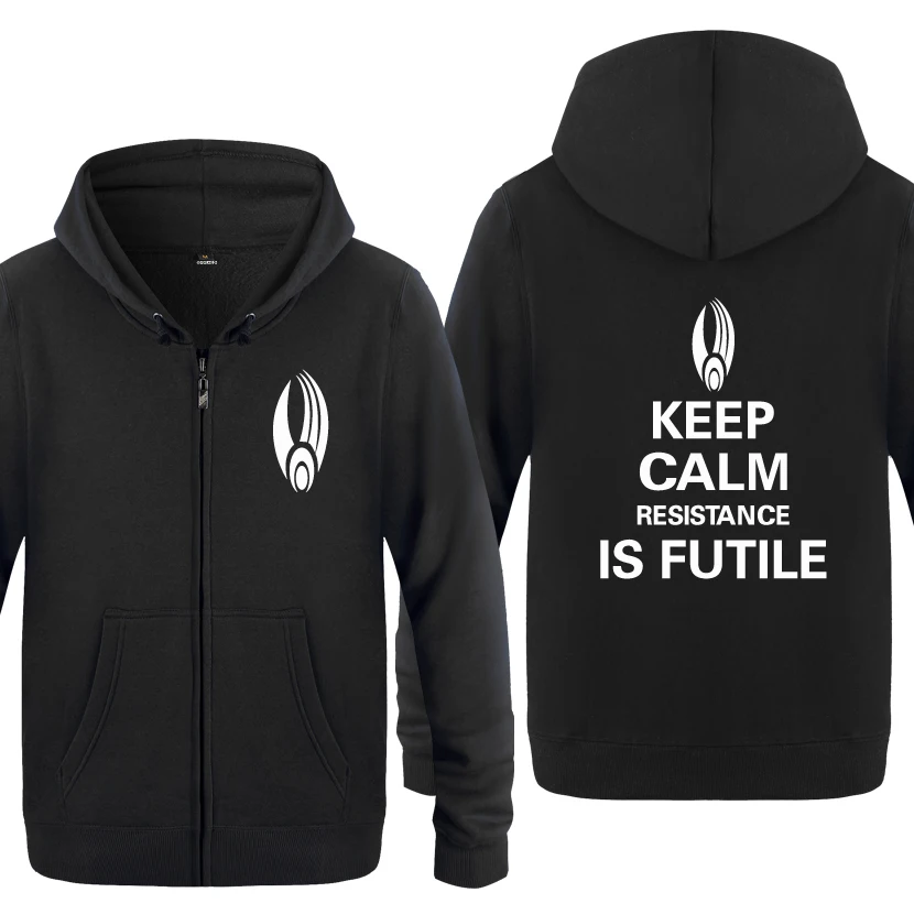 

Keep Calm Resistance Is Futile - Borg Star Trek Sweatshirts Men 2018 Mens Zipper Hooded Fleece Hoodies Cardigans