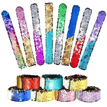 16 Pcs Magic Sequins The Mermaid Bracelets 2Color Sequin Reversible Glitter Slap Bracelets Charms Wristband for Kids Little Me 
16 Pcs Magic Sequins The Mermaid Bracelets 2Color Sequin Reversible Glitter Slap Bracelets Charms Wristband for Kids Little Me