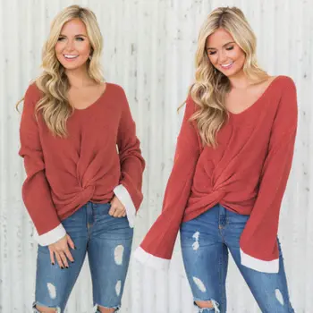 Fashion Women Ladies V-neck Knitted Loose Sweater 2019 New Winter Spring Solid Pullover Casual Long Sleeve Jumper Top S-XL
Fashion Women Ladies V-neck Knitted Loose Sweater 2019 New Winter Spring Solid Pullover Casual Long Sleeve Jumper Top S-XL