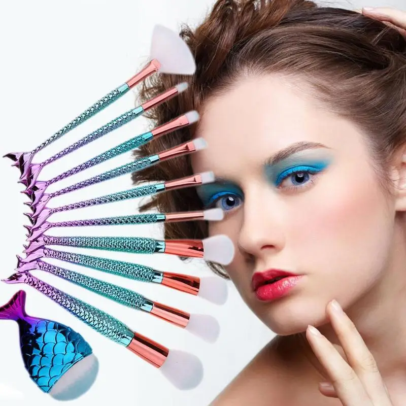 10pcs Fish Makeup Brushes Set Foundation Powder Eye Shadow Mermaid Make Up Brush S and L Mermaid Makeup Brushes
10pcs Fish Makeup Brushes Set Foundation Powder Eye Shadow Mermaid Make Up Brush S and L Mermaid Makeup Brushes