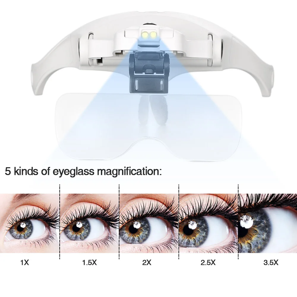 Magnifier Glasses for Eyelash Extension Loupe Headband Light With 2 LED Professional Magnifying Glasses for False Eyelash
Magnifier Glasses for Eyelash Extension Loupe Headband Light With 2 LED Professional Magnifying Glasses for False Eyelash
