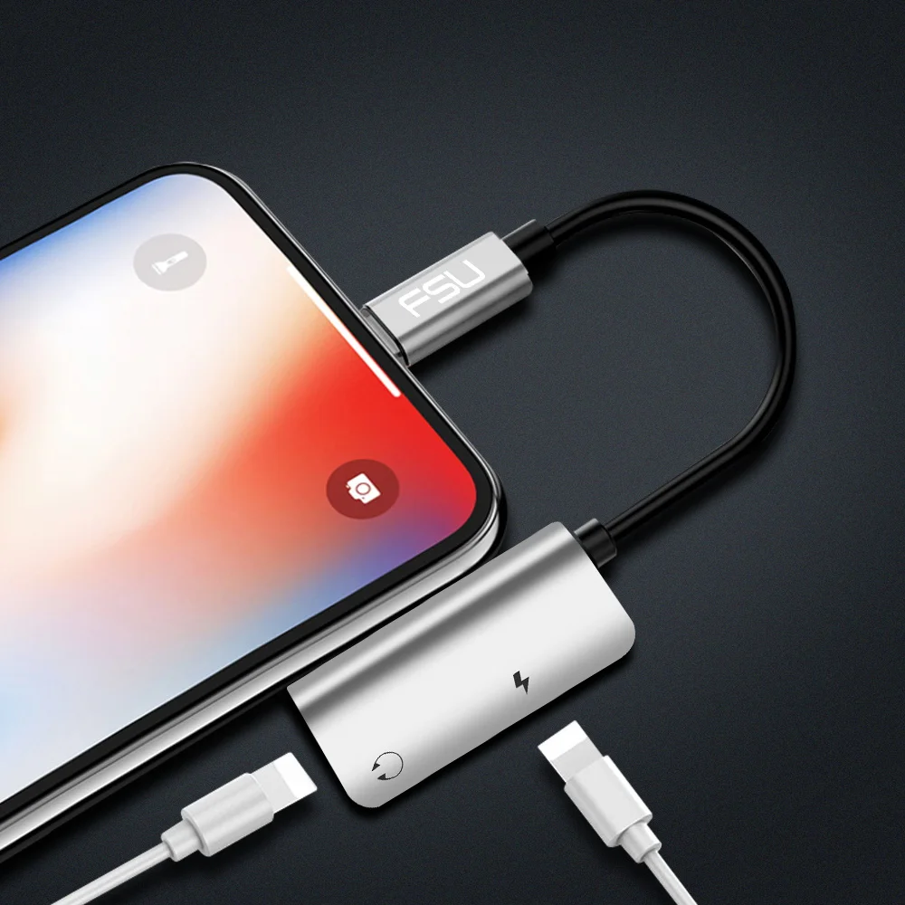 2 в 1 зарядный адаптер для iPhone 7 8 Plus X 10 11 наушники аудио сплиттер кабель поддержка