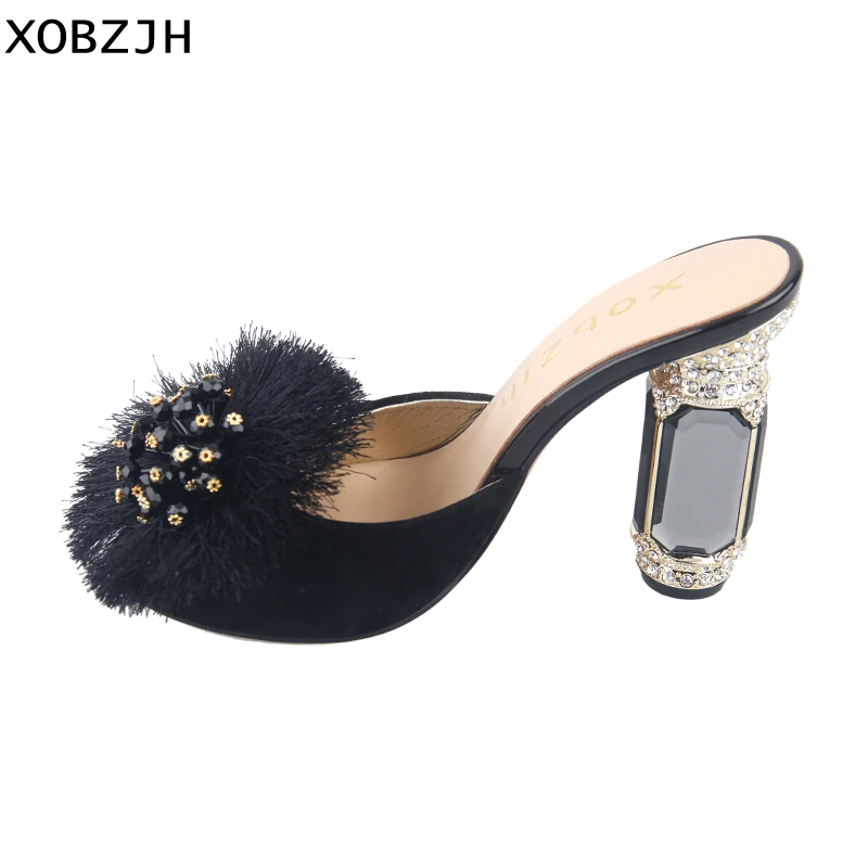 Женская Роскошная обувь из натуральной кожи на высоком каблуке женская черного