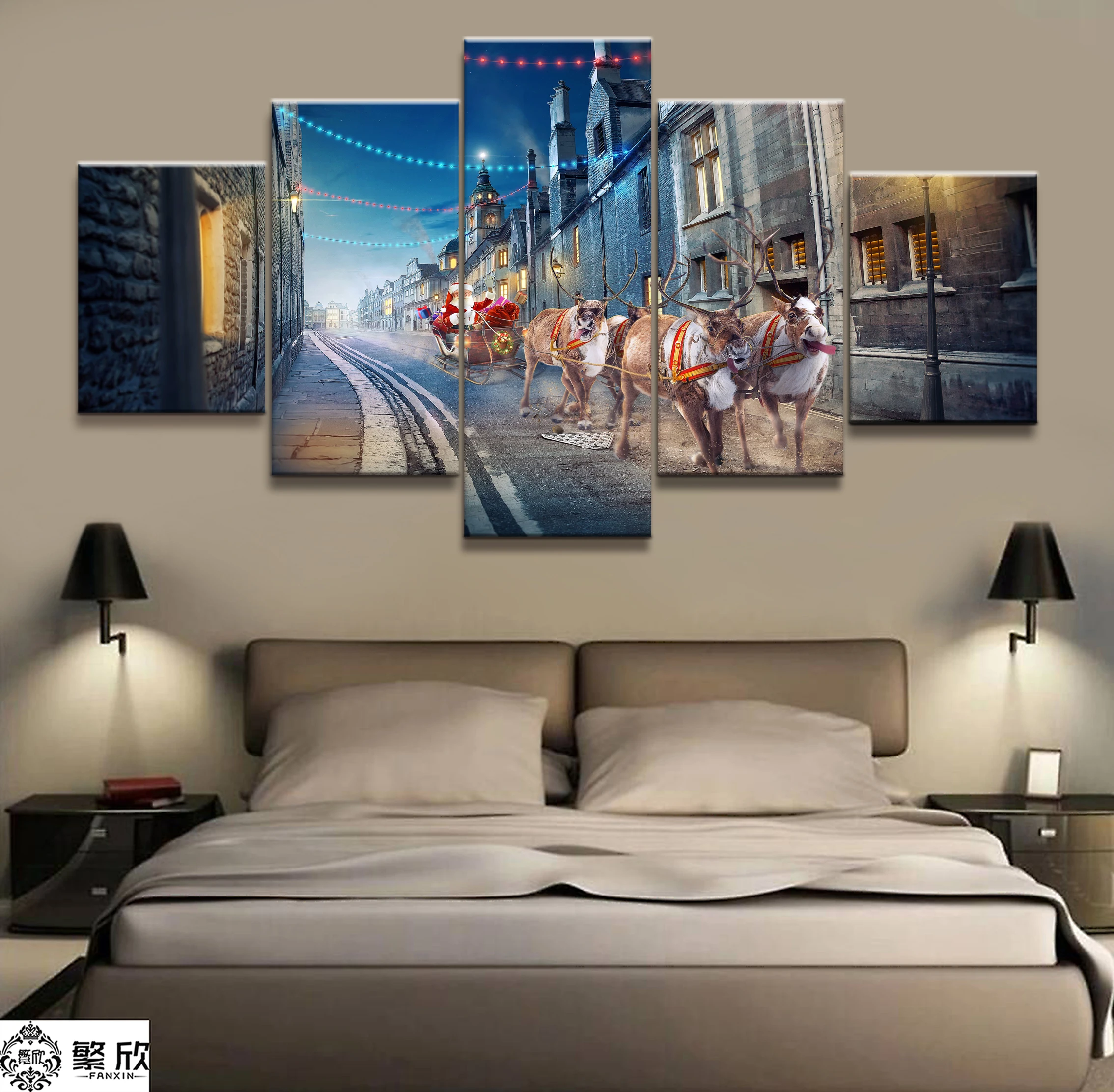 5 Panel Christmas Gifts Canvas Printed Christmas Decorations Painting For Living Room Wall HD Picture Artworks Poster Wholesale
5 Panel Christmas Gifts Canvas Printed Christmas Decorations Painting For Living Room Wall HD Picture Artworks Poster Wholesale