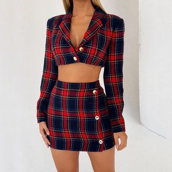 2019 Sexy Autumn Winter 2 Piece Set Plaid Dress Crop Top Women Long Sleeve Jacket And Pencil Skirt Two Piece Set Matching Sets
2019 Sexy Autumn Winter 2 Piece Set Plaid Dress Crop Top Women Long Sleeve Jacket And Pencil Skirt Two Piece Set Matching Sets