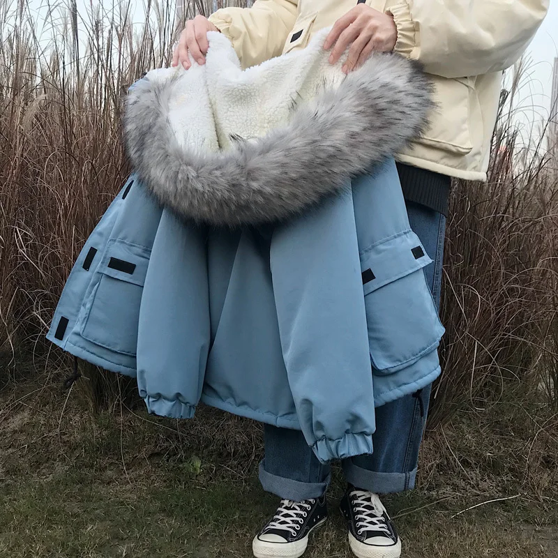 Winter Jacket Men Fashion Solid Color Thick Fur Collar Coat Man Streetwear Hip Hop Loose Wild Hooded Coat Male Cotton Clothes
Winter Jacket Men Fashion Solid Color Thick Fur Collar Coat Man Streetwear Hip Hop Loose Wild Hooded Coat Male Cotton Clothes