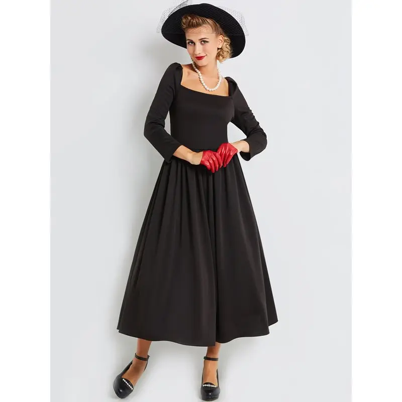 Women Maxi Dresses Elegant Black Office Lady Vintage Party Aline Solid Female Fashion Spring 2019 Square Collar Long Dress
Women Maxi Dresses Elegant Black Office Lady Vintage Party Aline Solid Female Fashion Spring 2019 Square Collar Long Dress