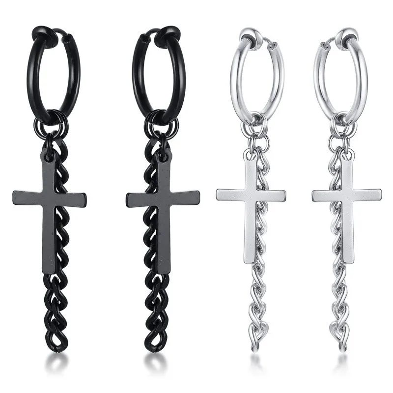 Stylish Mens Cross Feather Bar Dangle Earrings Stainless Steel Chain Tassel Earrings Unisex Piercing Ear Clip Accessory
Stylish Mens Cross Feather Bar Dangle Earrings Stainless Steel Chain Tassel Earrings Unisex Piercing Ear Clip Accessory