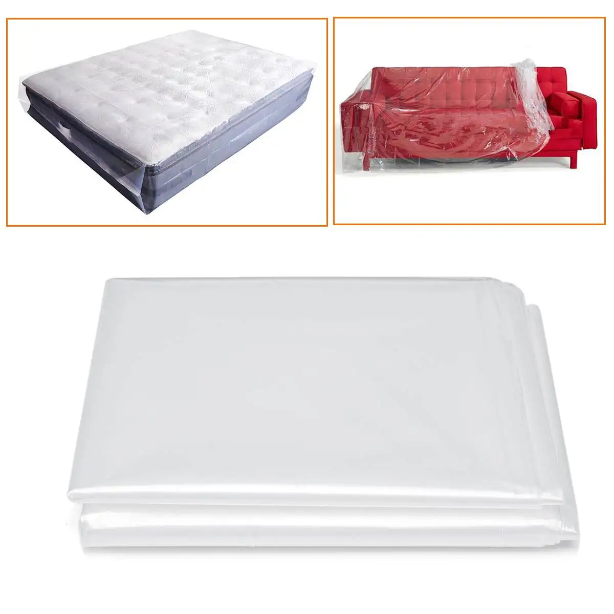 

Transparent Mattress Protector Packaging Bag Moisture-proof Dust Cover Moving Home Storage 190x240cm/ 220x250cm/ 240x260cm