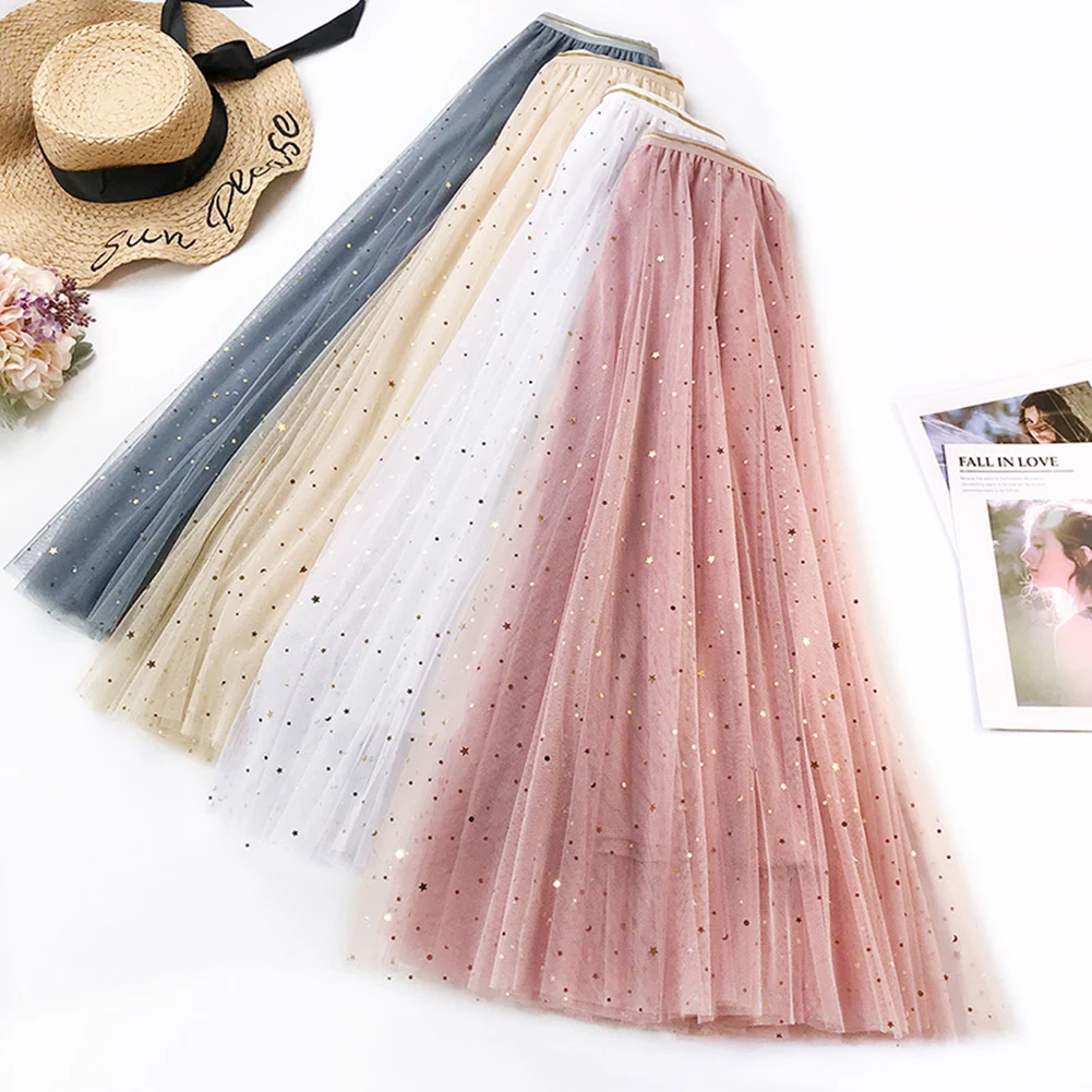 Women Cute Lace Long Tulle Skirt Ladies Blingbling Party Skirts Adult Tutu Fashion Girls Candy Color Sweet Half Skirt
Women Cute Lace Long Tulle Skirt Ladies Blingbling Party Skirts Adult Tutu Fashion Girls Candy Color Sweet Half Skirt