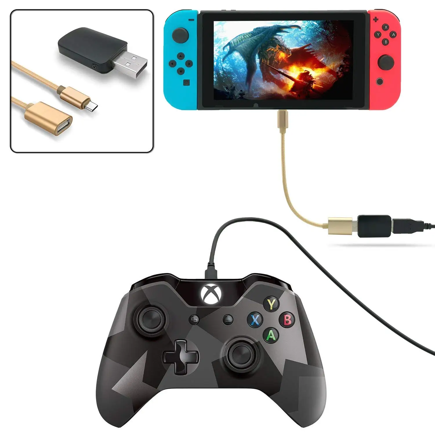 Controller Converter for Nintendo Switch, Makes PS3/PS4 Dualshock/XBOX ONE Controllers Compatible with Your Switch, Support Vi
Controller Converter for Nintendo Switch, Makes PS3/PS4 Dualshock/XBOX ONE Controllers Compatible with Your Switch, Support Vi