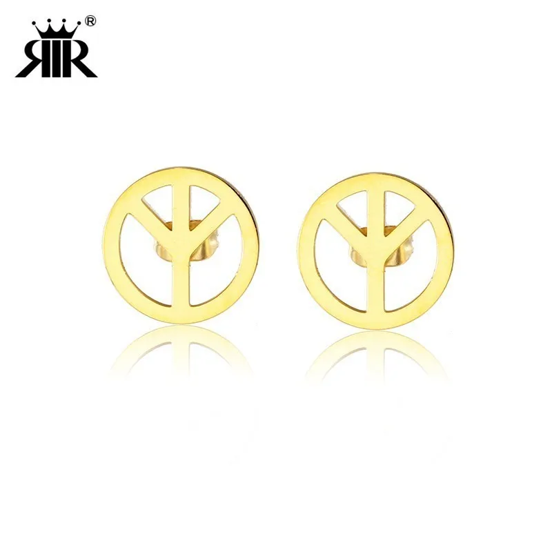 RIR Minimalist Stainless Steel Round Gold Jewelry For Ladies Small Peace Stud Earrings Symbolizing World Peace
RIR Minimalist Stainless Steel Round Gold Jewelry For Ladies Small Peace Stud Earrings Symbolizing World Peace