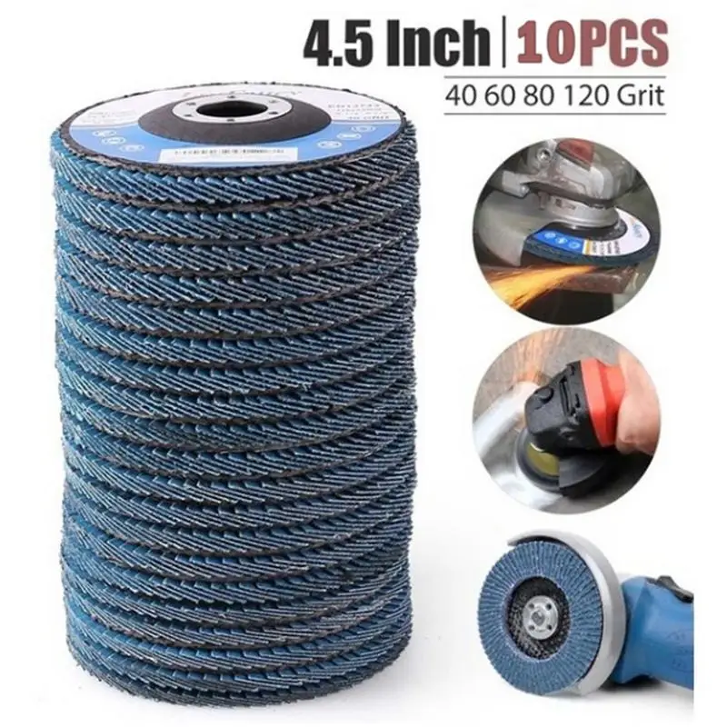 10pcs Professional Flap Discs 115mm 4.5 Sanding Discs 40/60/80/120 Grit Grinding Wheels Blades Angle Grinder
10pcs Professional Flap Discs 115mm 4.5 Sanding Discs 40/60/80/120 Grit Grinding Wheels Blades Angle Grinder