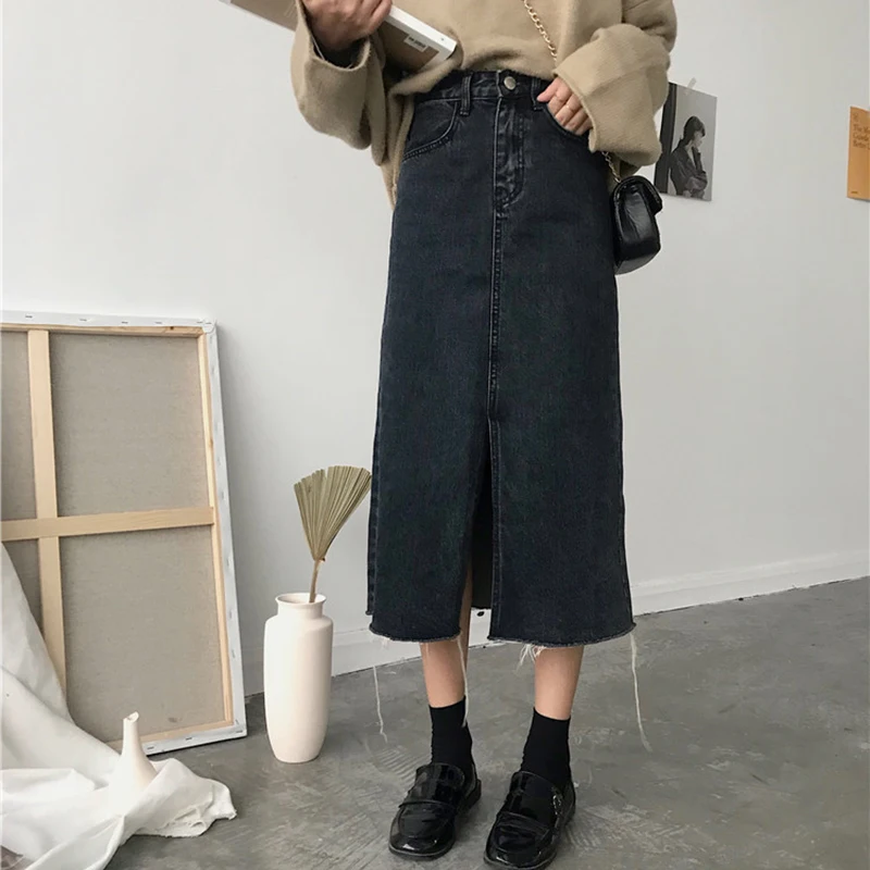 Solid Denim Empire Women Skirt 2019 Autumn Sweet Cute A-Line High Waist Skirts Offie Lady Casual Slim Pocket Long Skirt
Solid Denim Empire Women Skirt 2019 Autumn Sweet Cute A-Line High Waist Skirts Offie Lady Casual Slim Pocket Long Skirt
