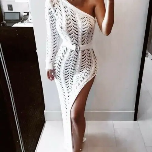 Sexy Fashion Women One Shoulder Long Sleeve Dress Evening Party Long Maxi Dress Slim White Dress
Sexy Fashion Women One Shoulder Long Sleeve Dress Evening Party Long Maxi Dress Slim White Dress
