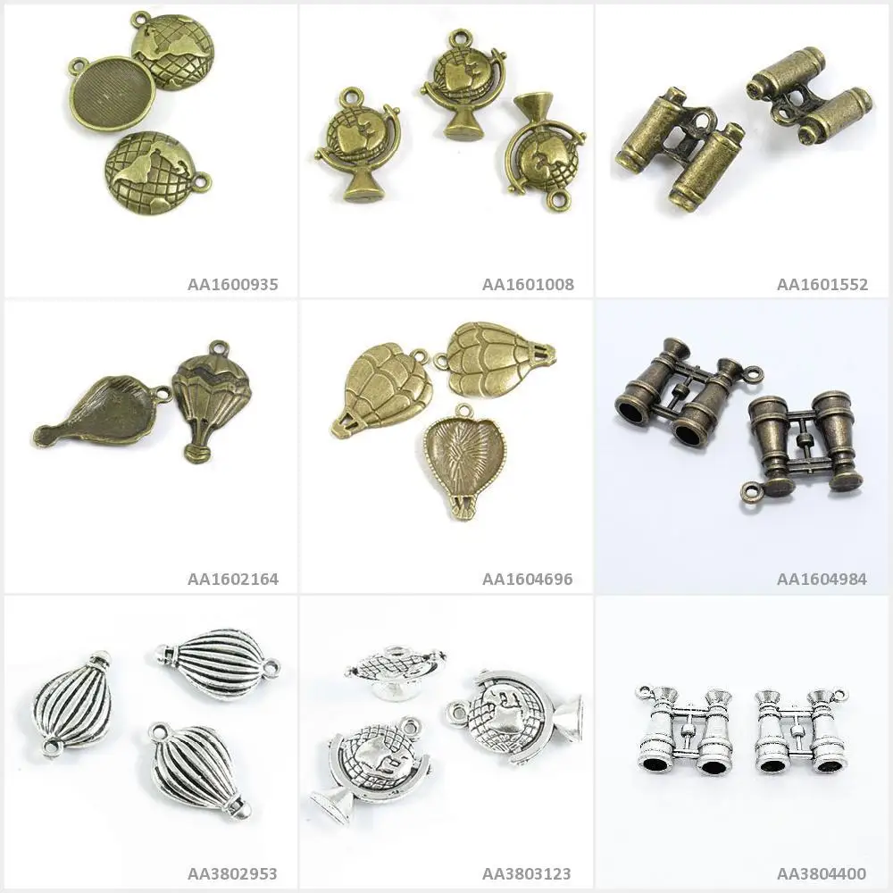 Antique Bronze Silver Tone Jewelry Charms Telescope Globe Hot Air Balloon Bracelet Pendant Necklace Beading Craft Making
Antique Bronze Silver Tone Jewelry Charms Telescope Globe Hot Air Balloon Bracelet Pendant Necklace Beading Craft Making