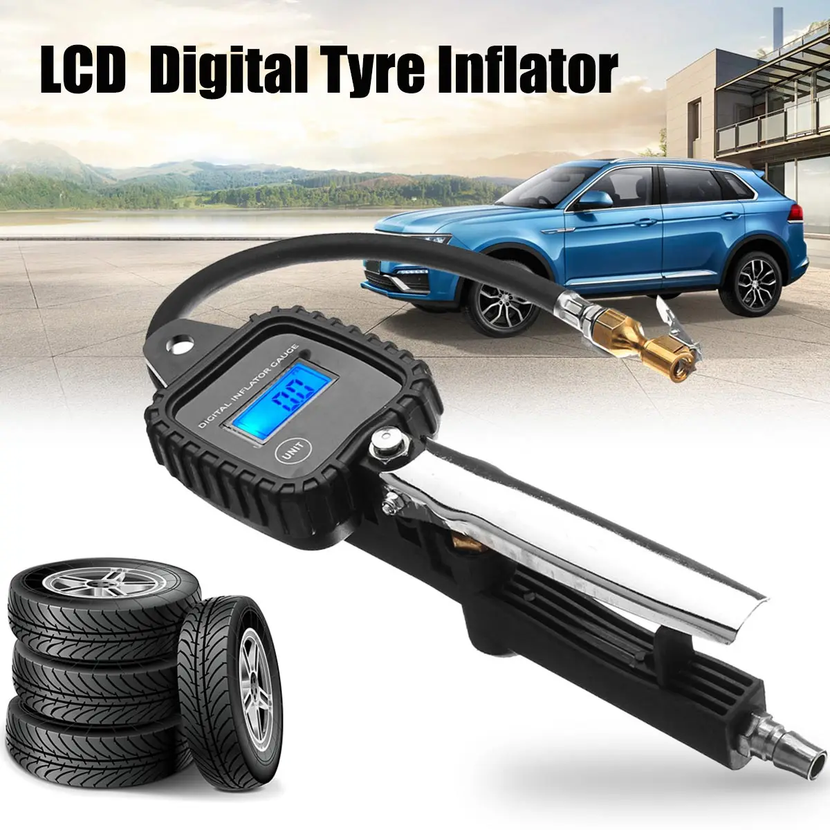 LCD Digital Tyre Inflator Metal Air Pressure Tire Gauge Meter With Hose for Car Truck Motorcycle Tire Tester Monitoring System
LCD Digital Tyre Inflator Metal Air Pressure Tire Gauge Meter With Hose for Car Truck Motorcycle Tire Tester Monitoring System