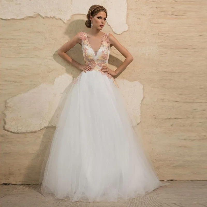 Eightale Wedding dress with Pink Appliques Lace Tulle A Line Princess Bride Dress Beach Simple Wedding Gowns robe de mariee 2019
Eightale Wedding dress with Pink Appliques Lace Tulle A Line Princess Bride Dress Beach Simple Wedding Gowns robe de mariee 2019