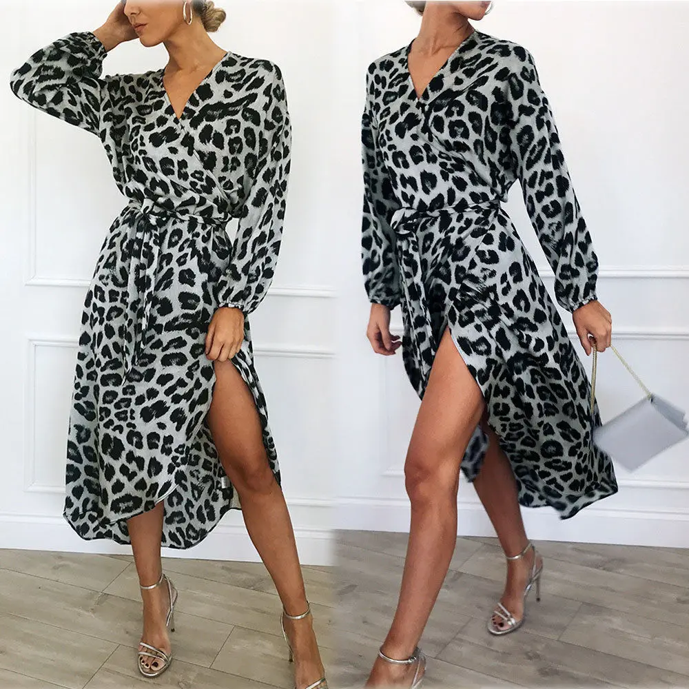 Womens Casual Summer Boho Leopard Beach Dress Bandage Bodycon Long Sleeve Loose Evening Party Club Long Dress Brown Gray Pink
Womens Casual Summer Boho Leopard Beach Dress Bandage Bodycon Long Sleeve Loose Evening Party Club Long Dress Brown Gray Pink