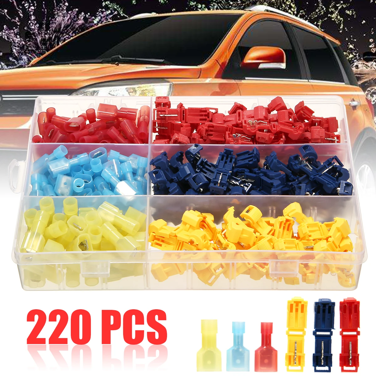 220Pcs Cable Wire Connectors Terminals Crimp Terminal Quick Splice 22-10AWG Connectors Terminals Kit Tool Set
220Pcs Cable Wire Connectors Terminals Crimp Terminal Quick Splice 22-10AWG Connectors Terminals Kit Tool Set