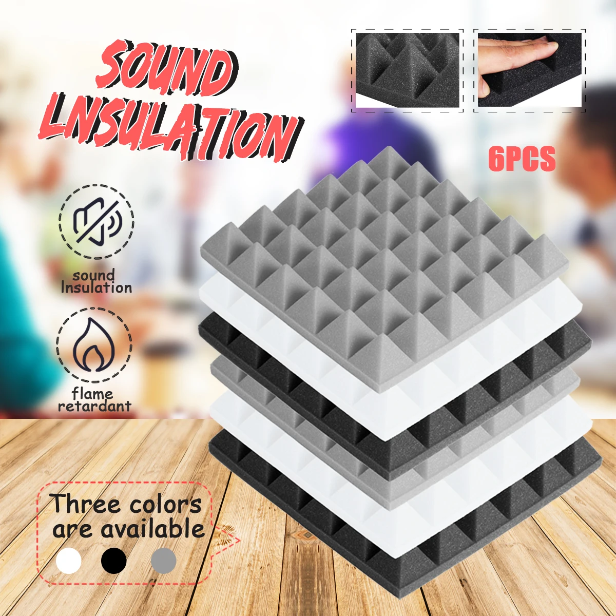 6pcs 30x30x5cm Pyramid Sound Absorbing Sponge Soundproofing Foam Stop Absorption Sponge Drum Room Accessories
6pcs 30x30x5cm Pyramid Sound Absorbing Sponge Soundproofing Foam Stop Absorption Sponge Drum Room Accessories