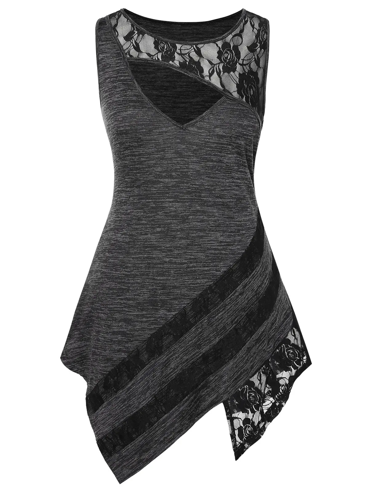 Rosegal Plus Size Women Lace Insert Cut Out Asymmetric Tank Top Clothing Summer Irregular Hem Sleeveless Mini Dress Marled Dress
Rosegal Plus Size Women Lace Insert Cut Out Asymmetric Tank Top Clothing Summer Irregular Hem Sleeveless Mini Dress Marled Dress