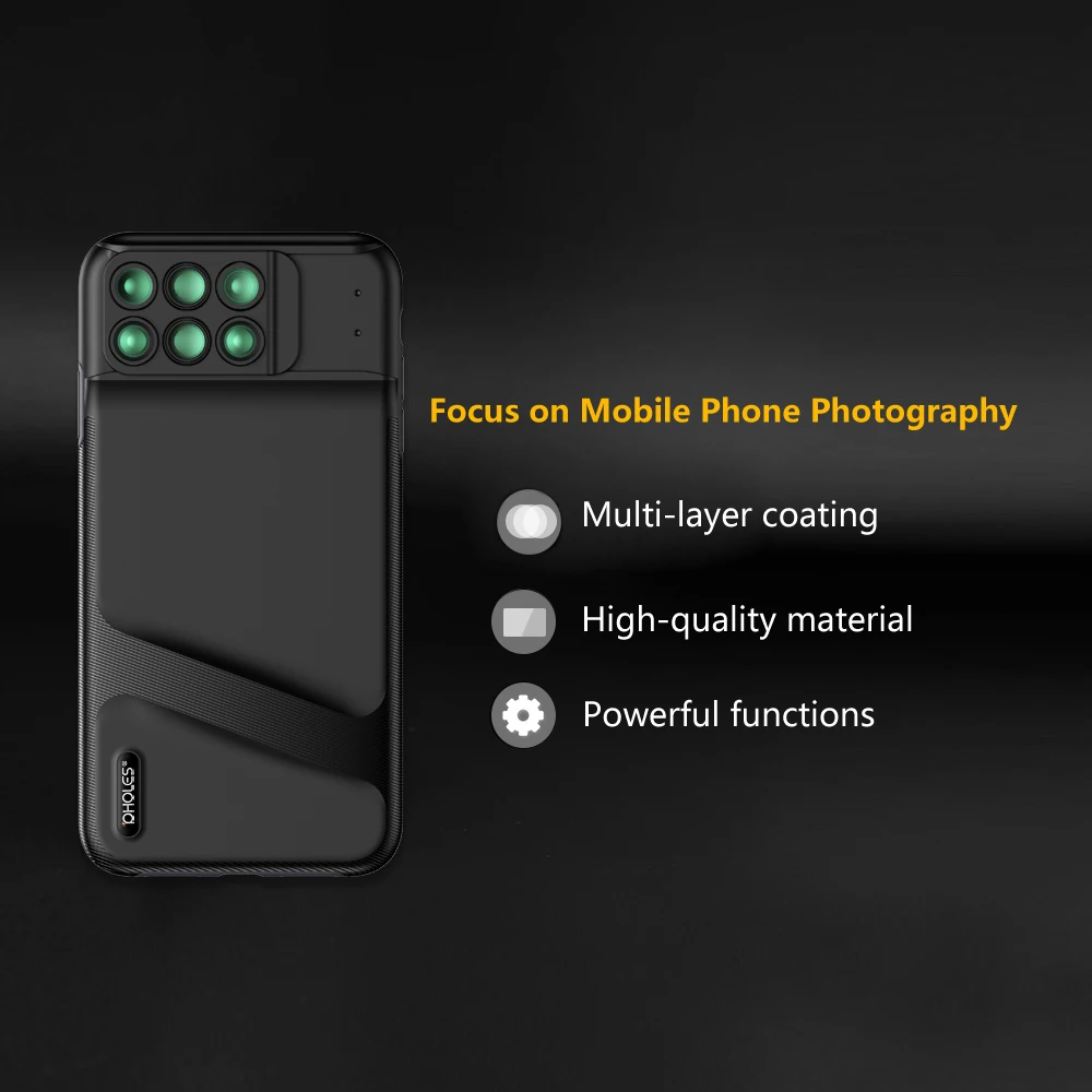 

PHOLES Phone Case With Dual Camera Lens For iPhone XS 6 in 1 Fisheye Wide Angle Macro Zoom Lenses with TPU Protective Phone Case