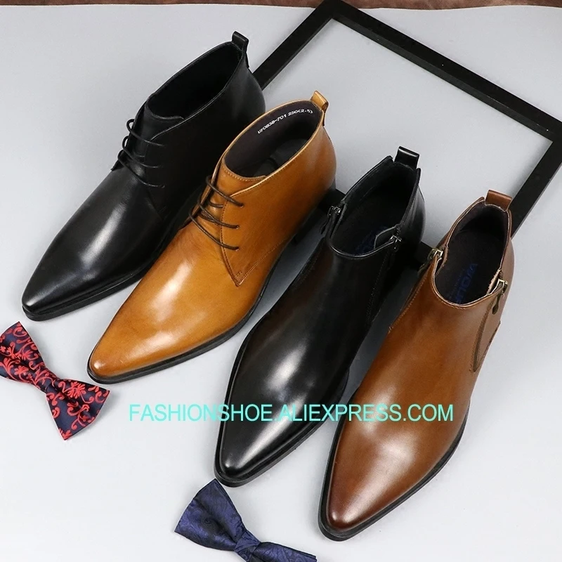 Fall Winter High top Leather Boots Genuine leather British Style Wedding Party Booties Men
Fall Winter High top Leather Boots Genuine leather British Style Wedding Party Booties Men