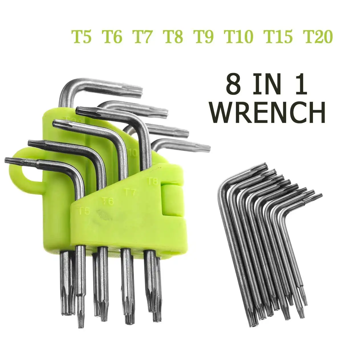8pcs Star Torx Wrench Spanner Set T5 T6 T7 T8 T9 T10 T15 T20 Box End Wrench Screwdriver Bits Professional Hand Tools
8pcs Star Torx Wrench Spanner Set T5 T6 T7 T8 T9 T10 T15 T20 Box End Wrench Screwdriver Bits Professional Hand Tools
