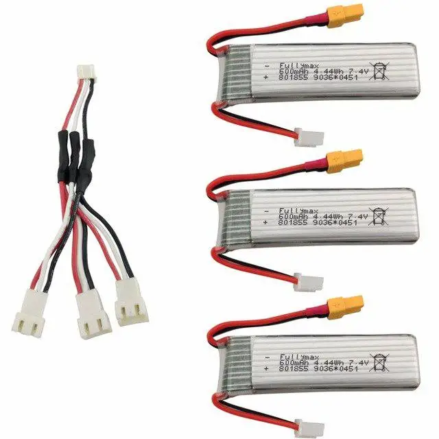 3PCS 7.4V 600mAh Lithium Battery with 1 to 3 Charging Conversion Line for XK K130 3D High Rate Aircraft Model Battery
3PCS 7.4V 600mAh Lithium Battery with 1 to 3 Charging Conversion Line for XK K130 3D High Rate Aircraft Model Battery