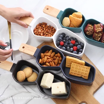 36.5cm Best Creative Divide Ceramic Pie Plate With Wooden Handle Porcelain Brulee Snack Dish Cheese Kitchen Tool Dinnerware Tray
36.5cm Best Creative Divide Ceramic Pie Plate With Wooden Handle Porcelain Brulee Snack Dish Cheese Kitchen Tool Dinnerware Tray