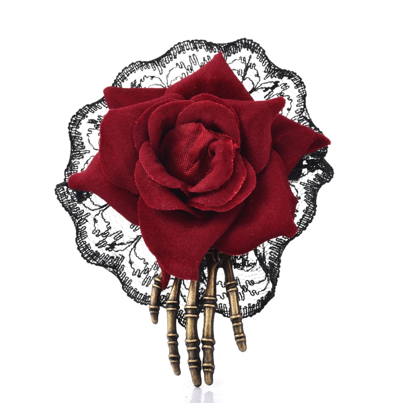 Gothic Rose Hairpins Flower Skeleton Hand Hair Clips For Halloween Hair Styling Double Use Brooch Pin Lace Hair Accessories Hot
Gothic Rose Hairpins Flower Skeleton Hand Hair Clips For Halloween Hair Styling Double Use Brooch Pin Lace Hair Accessories Hot