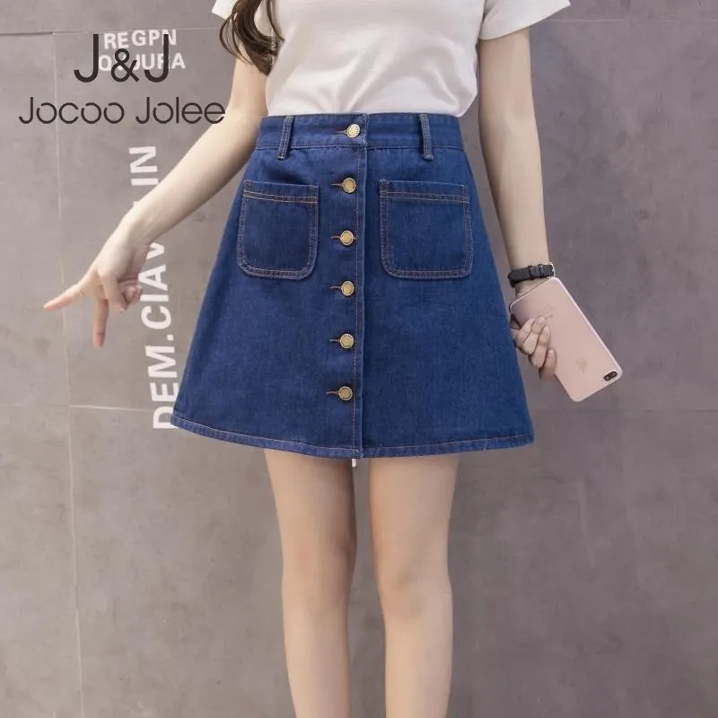 Jocoo Jolee 2019 Summer Denim Skirt Women Korean A-line Jeans Skirt High Waist Button Pockets Harajuku Mini Skirt High Quality
Jocoo Jolee 2019 Summer Denim Skirt Women Korean A-line Jeans Skirt High Waist Button Pockets Harajuku Mini Skirt High Quality