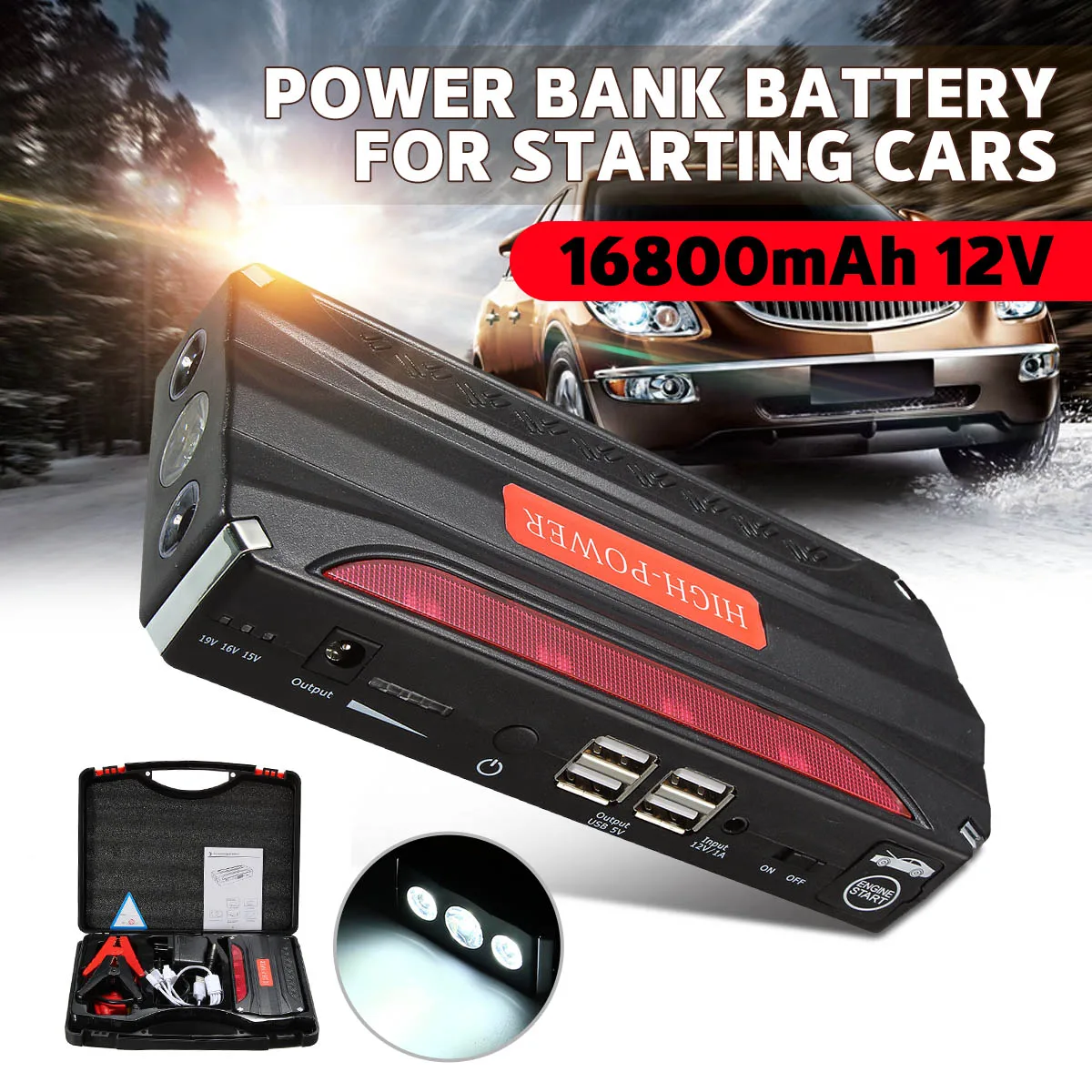 Mini Emergency Starting 16800mAh 12V 5 in 1 Auto Jump Starter Car Emergency Charger Booster Power Bank Battery Mobile Power
Mini Emergency Starting 16800mAh 12V 5 in 1 Auto Jump Starter Car Emergency Charger Booster Power Bank Battery Mobile Power